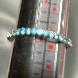 Elegant Sterling Silver Eternity Caribbean Blue Rings